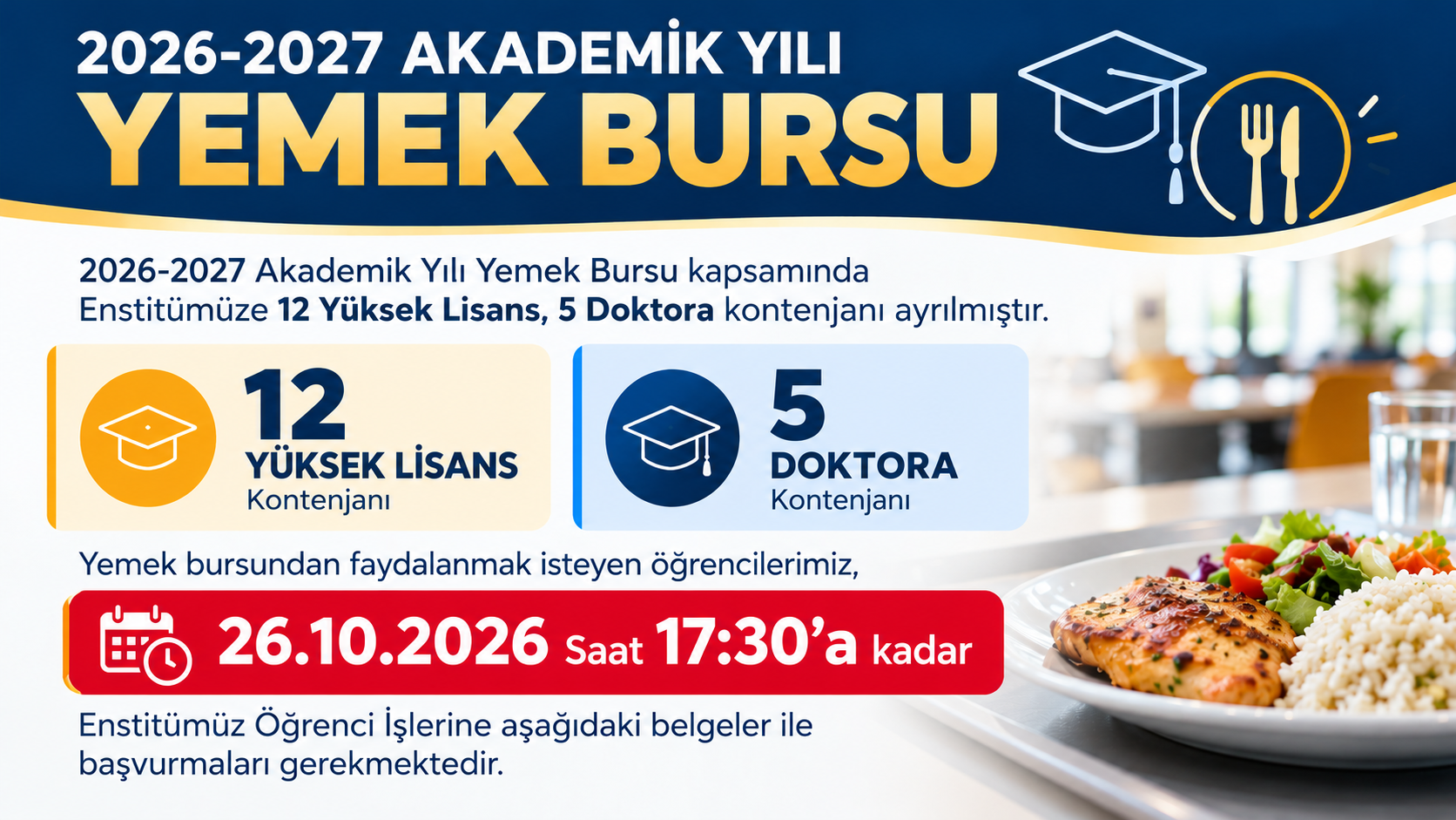 2026-2027 Yemek Bursu Duyurusu